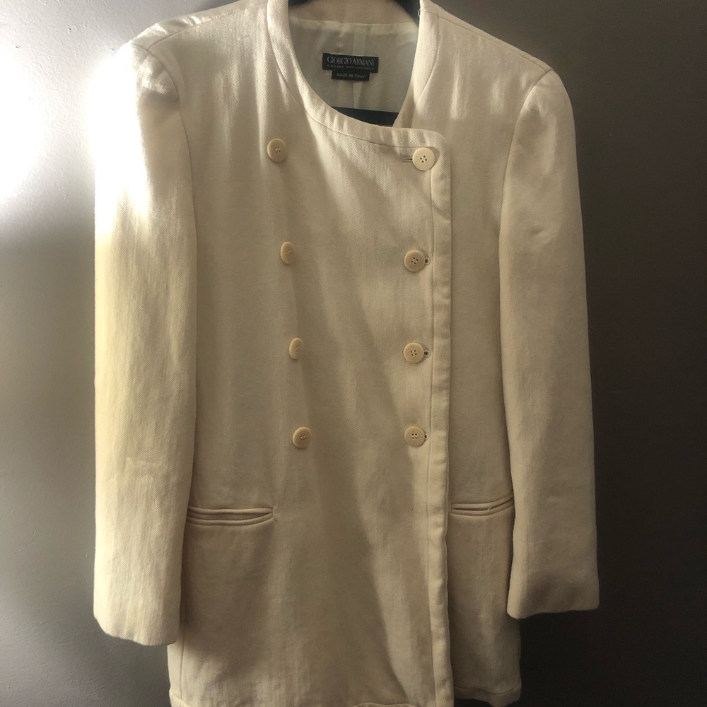 Classic Armani Cream White Wool Coat